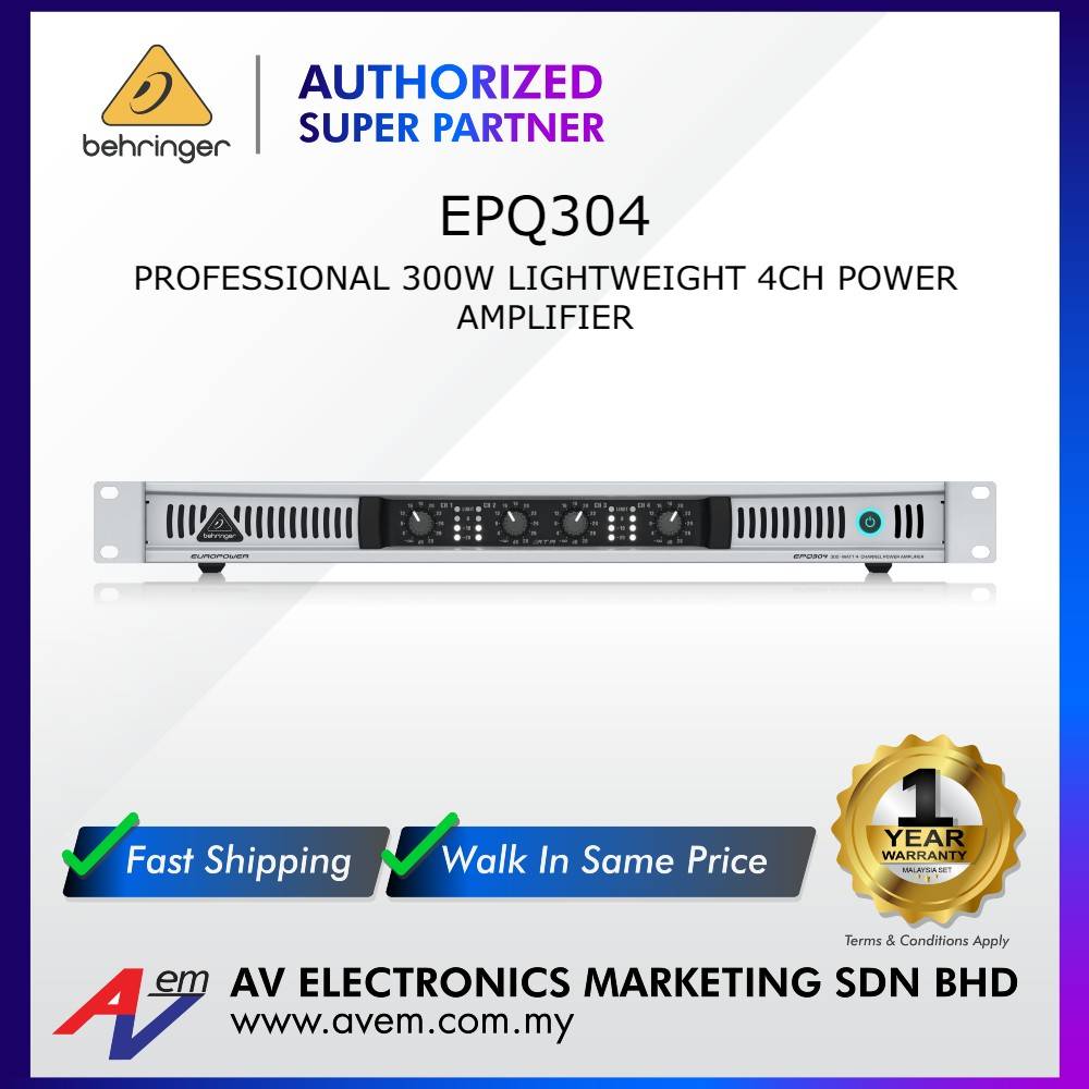 behringer EUROPOWER EPQ304 300W 4チャンネル Behringer Europower EPQ304 300W 4-Channel Power Amplifier EPQ304